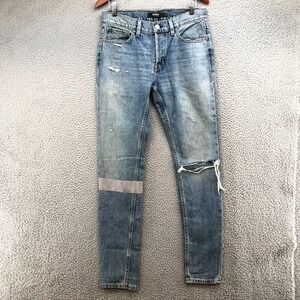 Hudson AXL Skinny Jeans Mens 31 Blue Denim Mid Rise Distressed Ripped Light Wash